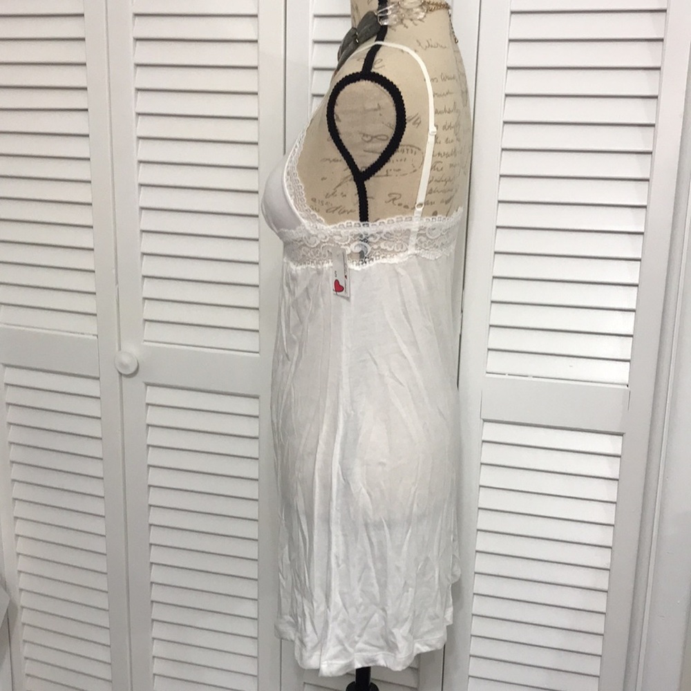 White Babydoll Dress with Lace - Picture 2 of 7